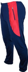 Bukse mørkeblå med røde detaljer side