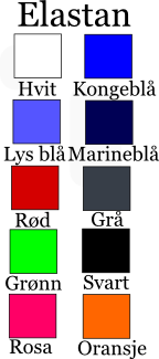 Farger elastan: Hvit, kongebl, lys bl, marinebl, rd, gr, grnn, svart, rosa og oransje